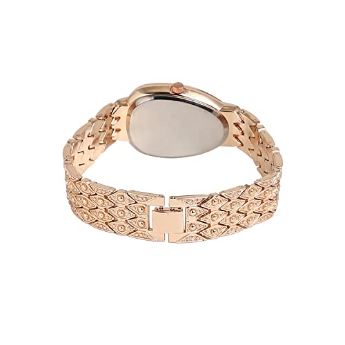 Image of Haute Sauce Women's Embellished Analog Dial with Stainless Steel Strap | Battery Power | Foldover Closure | Quartz Movement | Fashion Wrist Belt Watch for Female and Girls