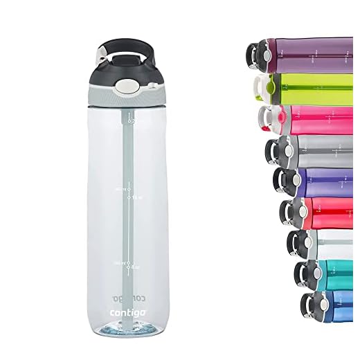 Contigo Ashland Autospout drickflaska med sugrör, stor BPA-fri plast vattenflaska, läckagesäker och hållbar, utomhus sportflaska för cykel, jogging, vandring, arbete, skola, 720 ml