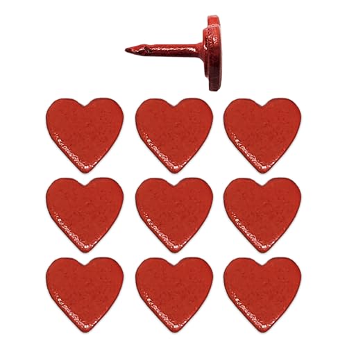 Image of Mini Red Heart Push Pins - Mini Red Metal Heart Map Pins - for Cork Board, Maps, or Lapel Pin Use - Designed in USA - Set of 10