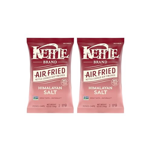 Kettle Brand Potato Chips, Air Fried Himalayan Salt Kettle Chips, 6.5 Oz Bag (Pack of 2)