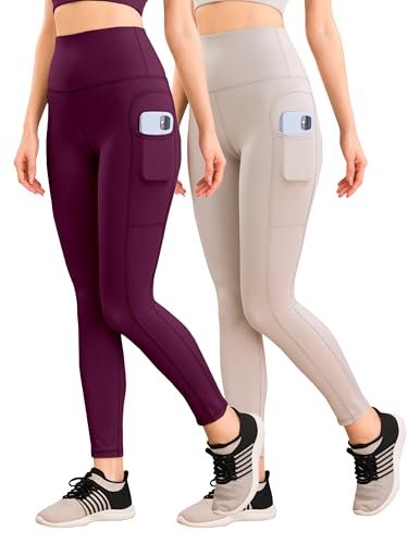 Image of Yoga Pant for Womens High Wasit Tights with Side Pocket Slim Fit Gym wear Running Sports wear Leggings Stretchable Combo Pack of 2