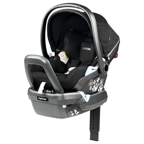 Peg Perego Primo Viaggio 4-35 Lounge - Reclining Rear Facing Infant Car Seat - Includes Base with Load Leg & Anti-Rebound Bar - for Babies 4 to 35 lbs - Made in Italy - True Black (Black)