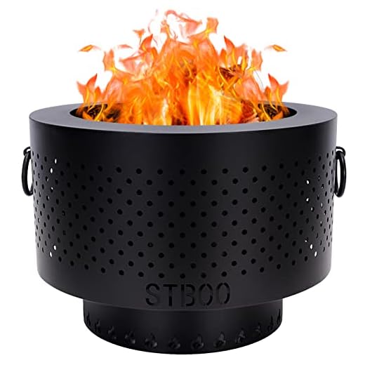 STBoo 13 Inch Smokeless Fire Pits for Outside with Portable Carrying Storage Bag, Smokeless Camping Stove, Low Smoke Outdoor Fireplace for Bonfire Picnic Backyard Cooking on Beach, Black, S