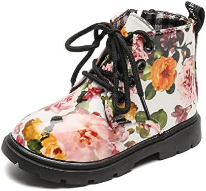 Komfyea Toddler Boots Boy's Girl's Cute Ankle Side Zipper Combat Boots