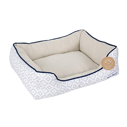 Now House for Pets by Jonathan Adler Grey Diamond Cuddler Dog Bed, Small | Small Dog Bed Washable Dog Bed for Small Dogs by Now House by Jonathan Adler