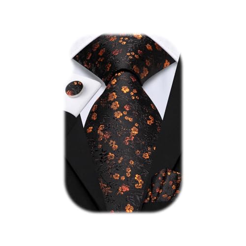 Image of Hi-Tie Men 63inches Tie Set Extra Long Necktie Paisley Tie Pocket Suqare Cufflinks Big and Tall Men Tie