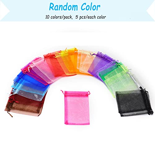 Image of Dealglad 50pcs Drawstring Organza Jewelry Candy Pouch Christmas Wedding Party Favor Gift Bags (3x4 inch, Mixed Color)