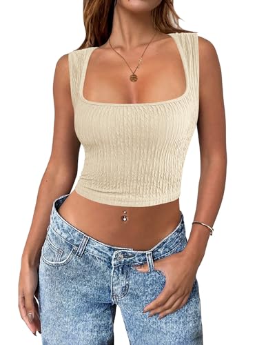 Zeagoo Tank Tops für Damen Camilose Top Cropped Oberteil Untertops Sommer Cami Top Beigemo