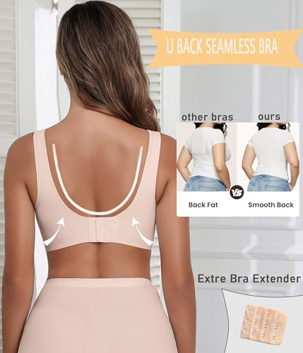 Image of Avidlove Wireless Bras for Women Comfortable Jelly Bra Deep V Seamless Bralette Full Coverage Padded Bralette Everyday