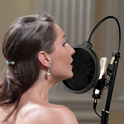 Image of Pyle Microphone Boom Suspension Stand - Adjustable Scissor Spring Arm Floor Mic Stand with Shock Mount, Pop Filter, 3.1 ft Arm Extension for Podcast, Studio, Streaming, Radio Broadcasting, Black