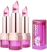 3Pcs Natural Moisturizer Flower Lipstick Jelly Fruit Lipstick Temperature-changed Makeup Lip balm...