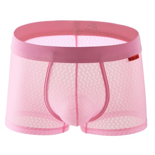 Mens Sexy Mesh Boxer Briefs Sheer Through Underwear for Men Breathable Comfort Boxers Underwear Sports Trunks