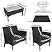 UISEBRT Balkonmöbel Set - Gartenmöbel Set Polyrattan Sitzgruppe Lounge mit 2-er Sofa, Tisch, Singlestühle und Anthrazit Sitzkissen, Schwarz