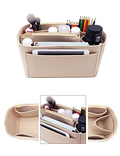 Image of Purse Organizer, Felt Bag Organizer Insert Purse Organizer For LV Speedy, Neverfull, Tote, Handbag,Shaper 8023 Beige L2