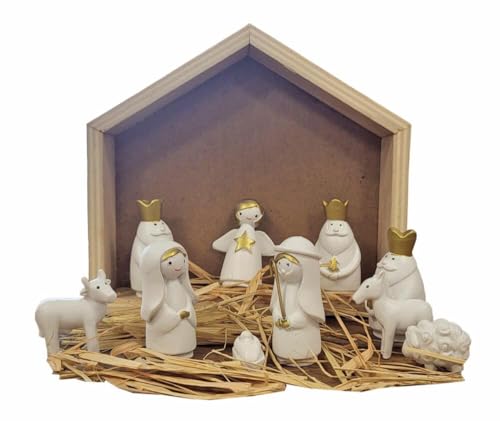 zeitzone Kleine Krippenfiguren Weihnachten Set 11 teilig...