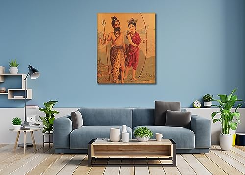 Image of Sikhash Raja Ravi Varma Canvas Painting Classic Art, Indian Art, Famous Artist, Wall Painting for Living Room, Bedroom, Office, Unframed, Multicolor Fabric Size - 12x10 inches (30x25 cms, Kirat Billi)