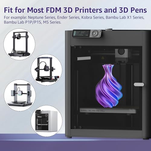 Image of Silk Tricolor PLA+ 3D Printer Filament 1.75mm No Tangle, Neatly Wound Filament Net Weight 250g Spool, PLA Pro Plus Blue & Purple & Black (Pack of 2)