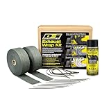 Design Engineering 010110 Exhaust / Header Wrap Kit with Hi-Temp Silicone Coating Spray - Black Wrap / Black Spray