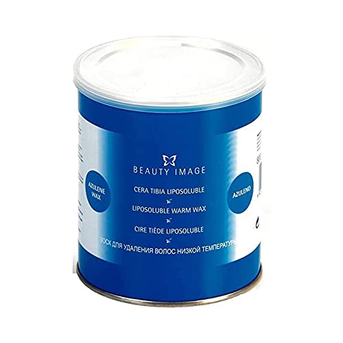BEAUTY IMAGE Cera Depilatoria Tibia Liposoluble Azuleno - Lata 800 gr. Específica para pieles y zonas delicadas. Antiinflamatorio y calmante. Antioxidante, Antiséptico e Hidratante Cover