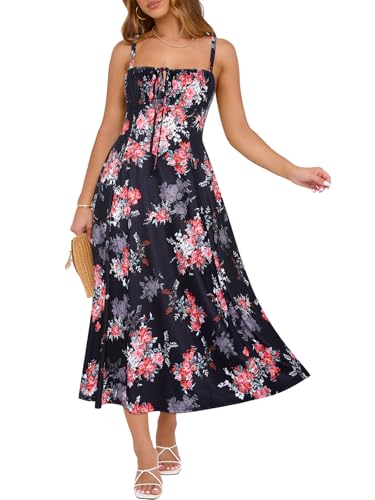 Image of YIOYOLA Corset Dress for Women Casual Tea Party Summer Wedding Guest Flowy Midi Sundress