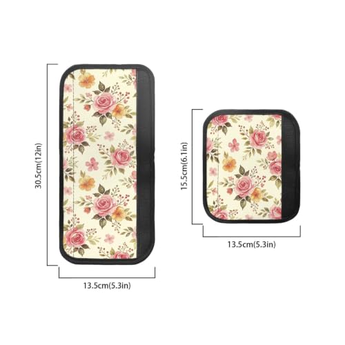 Image of Refrigerator Door Handle Covers Set of 6 Kitchen Electrical Appliances Handle Protector Anti-Slip Fridge Microwave Oven Home Accessories, Rose Flower Beige Pink