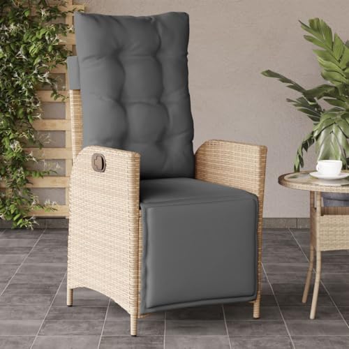 Mimdixy Sillas de jardín para relajarse, silla de camping, sillón de jardín con reposapiés ajustable, mezcla de poliratán, muebles de exterior para balcón, jardín, salón, se puede montar rápidamente