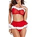Produktbild UANGER Damen Pyjama Spitze Negligee Weihnachten Dessous Kleid Set Sexy Nachtwäsche Vorne Offen Babydoll Kostüm Xmas Lingerie Reizwäsche Weihnachtskostüm Kleid