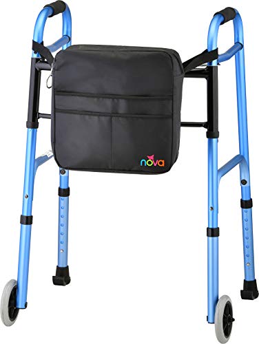 NOVA Medical Products Walker Bag, Large Carry Bag with 3 Front Pockets for All Walkers, Black, 1 Count (Pack of 1)