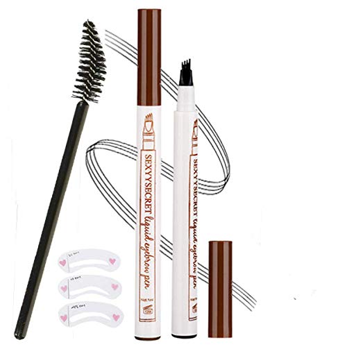 Tattoo Eyebrow Pen, Microblade Brow Pencil Long-lasting Waterproof Smudge-proof for Eyes Makeup Effortlessly Stays on All Day With Eyebrow Applicator (Chestnut)