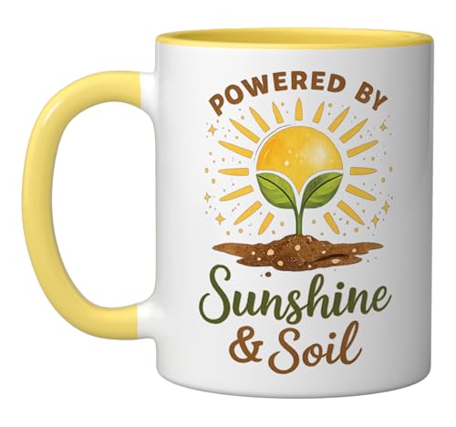 Gardening Sunshine Soil - Eco Nature Conservation Green Ceramic Mug, Yellow/White