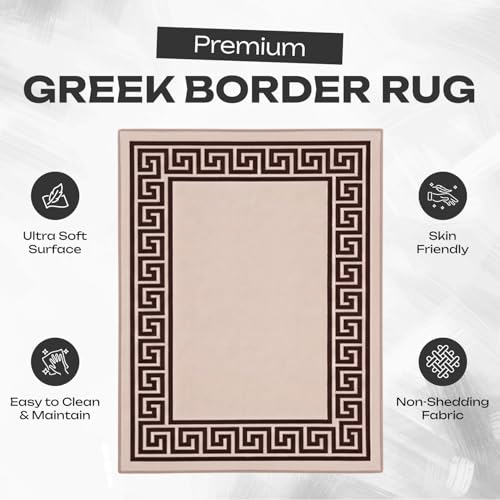 B&B Non-Slip Washable Large Entrance Door mat | 66 x 120 cm Outdoor and Indoor Dog Muddy Paws Floor Protector, Hallway, Bath and Kitchen Anti-Slip Mats - Greeky Rug - Beige & Brown