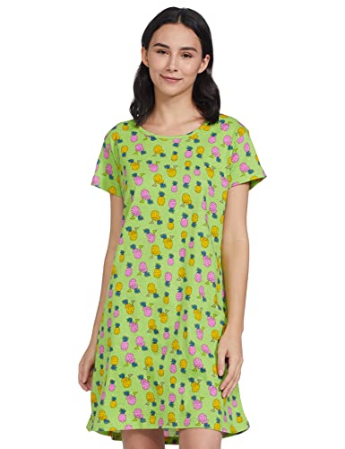 Image of Longies Women's Knee Length Knit Cotton Nighty Regular Nightgown (LGLKNWWV001 Lime Green013 2XL)