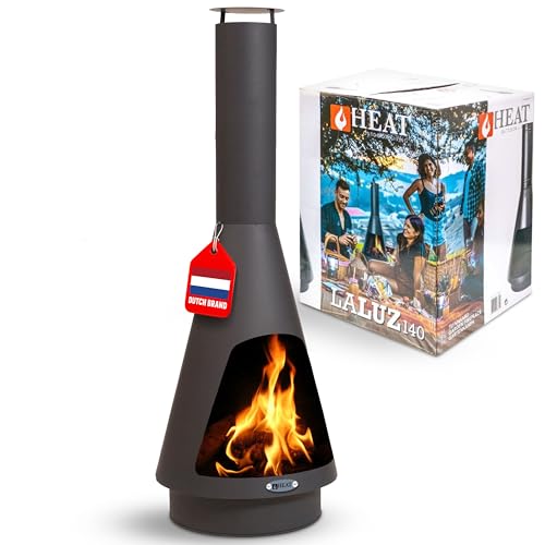 HEAT Outdoor Living La Luz 140 - Cheminée de Jardin en Acier - Cheminée de terrasse - Cheminée de Jardin - Chauffage de terrasse - Poêle à Bois - Cheminée d'extérieur - Qualité supérieure - 50 x 50 x