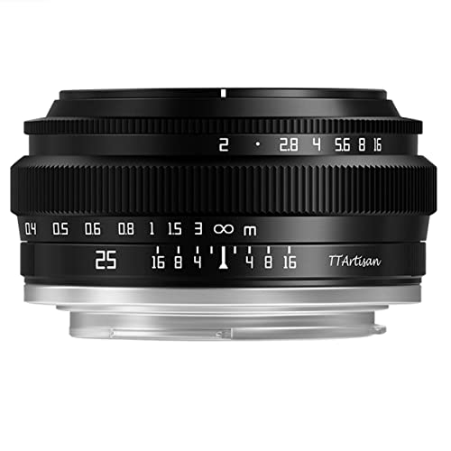 TTArtisan APS-C 25mm F2 Metal Bodied Lens Compatible with M43 Mount - Black