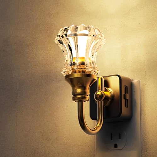 Image of L LOHAS LED Night Lights Plug into Wall, 3000K Soft White LED, Floral Night Lights with Dusk to Dawn Sensor, 0-100lm Adjustable Brightness, for Hallway Bedroom Stairway