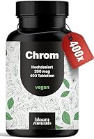 Chrom Picolinat hochdosiert - 400x Tabletten hochdosiert mit 200 mcg Chrom pro Tablette - vegan und produziert in Deutschland - Verpackung kann variieren