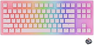 Akko 3087 Sakura Jelly Mechanical Keyboard with Cherry Red Switches, 18 RGB Lighting, Transparent Acrylic Case, PBT Pudding Keycaps, 80% Layout Pink TKL Keyboard for Girls Gift