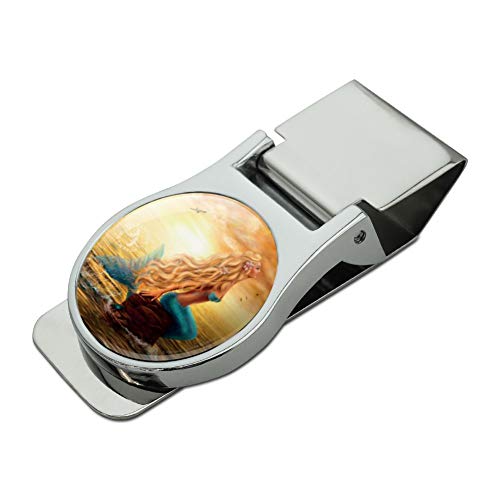 I Believe in Mermaids Tropical Beach Ocean Satin Chrome Plated Metal Money Clip