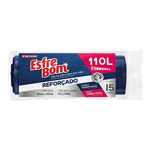 Rolo De Saco Para Lixo Reforçado De 110L, Esfrebom, Azul Escuro