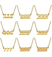 9 Angel Number Necklace For Women, 18K y2k Dainty Gold Necklace For Women 111 222 333 444 555 666...