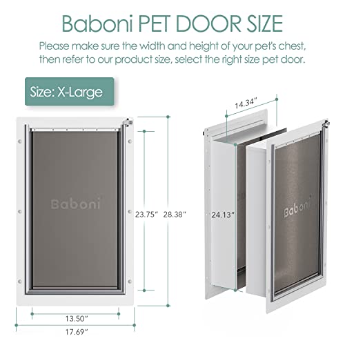 image for Baboni Pet Door for Wall, Steel Frame and Telescoping Tunnel, Aluminum
