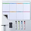 POPRUN Wekelijkse planner Whiteboard koelkast magnetische kalender, droog wissen wit bord wekelijkse planning voor menu…