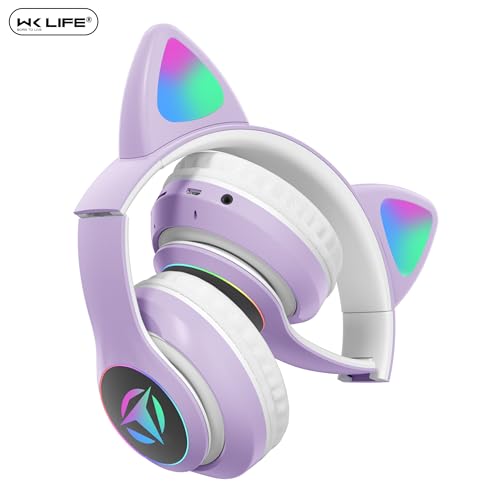 Image of Tubes- Wireless /Wired Bluetooth Kids Headphones with 85dB Safe and Upto 30 Hours Play Time with 800 mAh Battery for for Girls /Boys Gifts Cat Ear Online Learning School (Purple)
