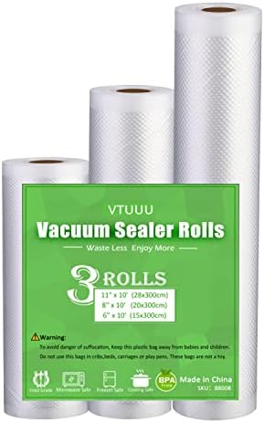 Vacuum Sealer Bags for Food Saver Vacuum Sealer Bags Rolls 3 Pack 6 8 11 Inch Food Vacuum Seal Bags Freezer Bags For Vacuum Sealer Machine Vtuuu Food Storage Bags