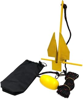 PWC Painted Fluke Anchor Kit, Heavy Duty Anchor for Jet Skis, Boats, ATVs, Includes Line, Clip, Storage Bag