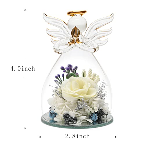 Ywbg Mothers Day Flowers Gifts For Women Grandma Mom Preserved Flowers & Artificial Flowers Valentine Day Gifts For Wife Mom Her Creamy White Glass Angel Artwork Gifts For Women #TOP5