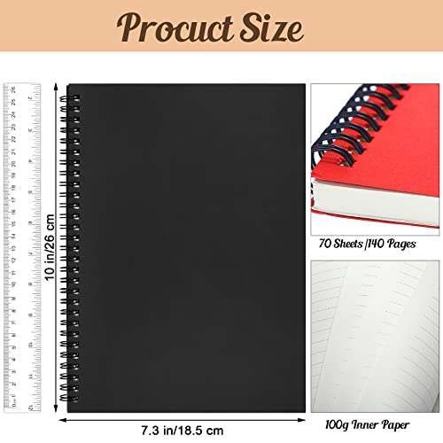 6 Pack B5 Spiral Notebook Ruled Spiral Journal Lined Paper, 70 Sheets,140 Pages, Wirebound Spiral Notebook 10.5 X 7.3 Inch Hard Cover Memo Notepad Sketchbook For School Office Travel Business Supplies #TOP2