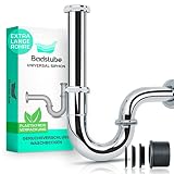 Badstube Universal Siphon [Extra Lang] für Waschbecken & Waschtisch - Abflussrohr, Tauchrohr 20 cm, Ablaufgarnitur inkl. Gummimanschette Plus Gratis Dichtungsset - Geruchsverschluss, Abflussgarnitur
