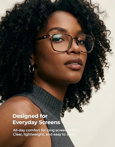 Image of TIJN Premium Blue Light Blocking Glasses for Women Men Computer Gaming Use | Square TR90 Frame Nerd Eyeglasses Anti Blue Ray with Red, Orange, Clear Lens for Computer, Phone, TV and Evening Screen Use