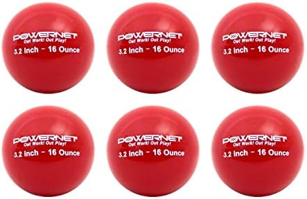 PowerNet 3.2" Weighted Hitting Batting Training Balls (6 Pack) | 12 to 20 oz | Build Strength and Muscle | Improve Technique and Form | Softball Size (16 Oz - Red)